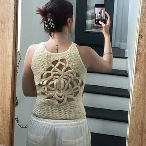 Vintage One of a Kind Handmade Flower Knit Top
